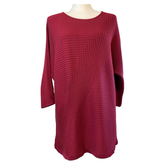 Chico's Sweaters - Chico's Burgundy Dolman Sleeve Ribbed Tunic Sweater Size XL (Chico's size 3)